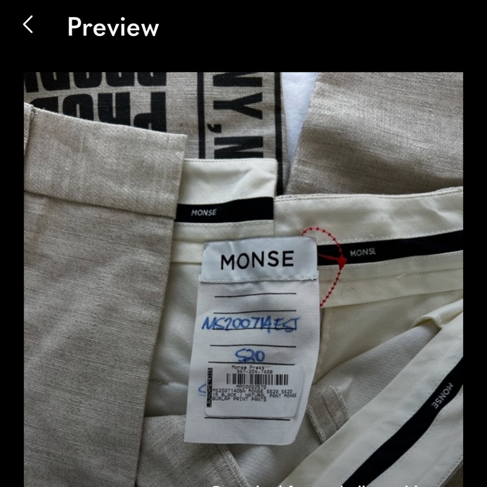 Monse Burlap Print Pants